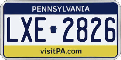 PA license plate LXE2826