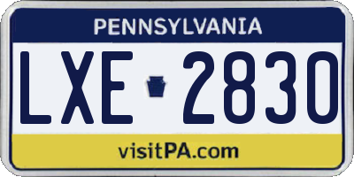 PA license plate LXE2830
