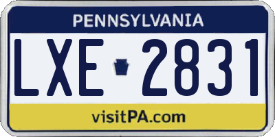 PA license plate LXE2831
