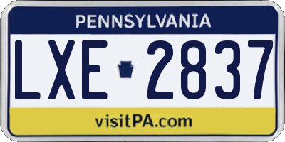 PA license plate LXE2837