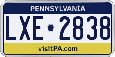 PA license plate LXE2838