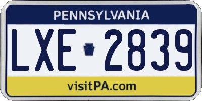 PA license plate LXE2839