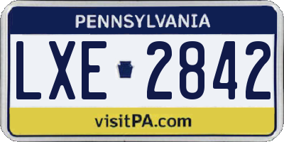 PA license plate LXE2842