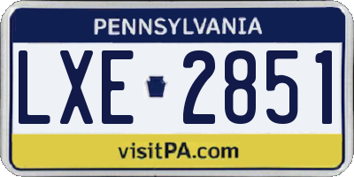PA license plate LXE2851