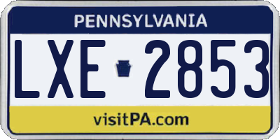 PA license plate LXE2853