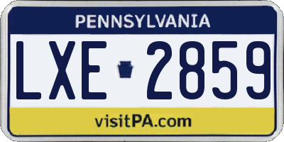 PA license plate LXE2859