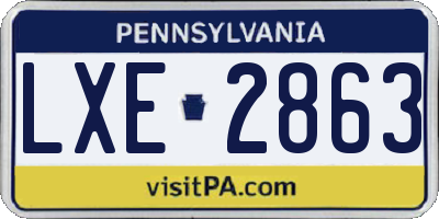 PA license plate LXE2863