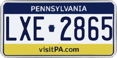 PA license plate LXE2865