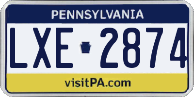 PA license plate LXE2874