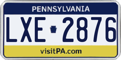 PA license plate LXE2876
