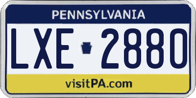 PA license plate LXE2880