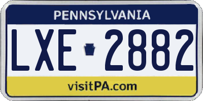 PA license plate LXE2882