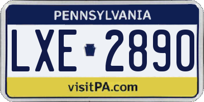 PA license plate LXE2890