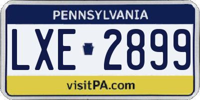 PA license plate LXE2899