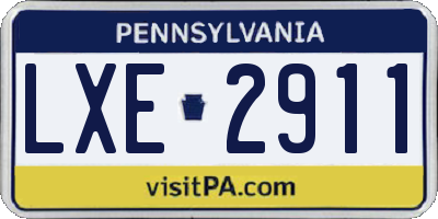 PA license plate LXE2911