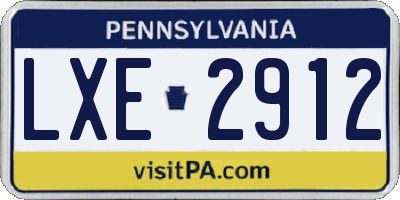 PA license plate LXE2912