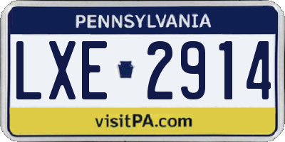 PA license plate LXE2914