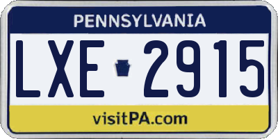 PA license plate LXE2915