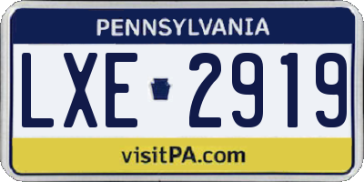 PA license plate LXE2919