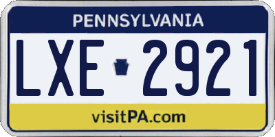 PA license plate LXE2921