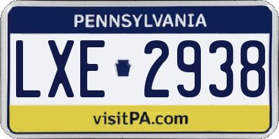 PA license plate LXE2938