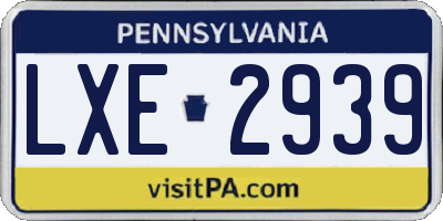 PA license plate LXE2939