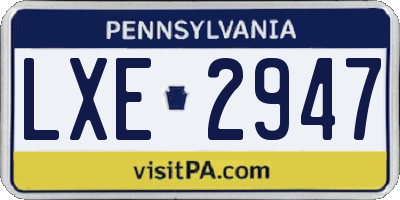 PA license plate LXE2947