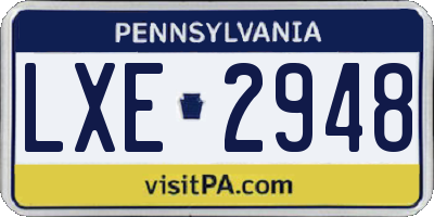 PA license plate LXE2948