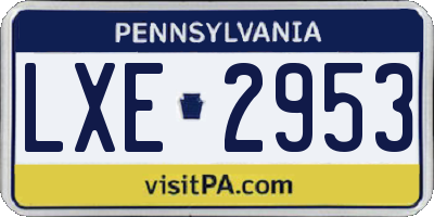 PA license plate LXE2953