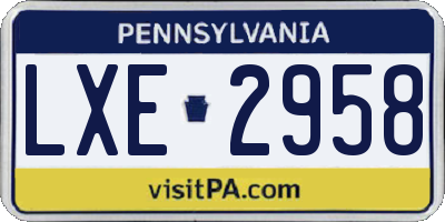 PA license plate LXE2958
