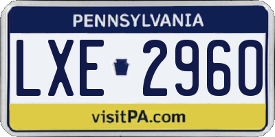 PA license plate LXE2960