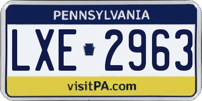 PA license plate LXE2963