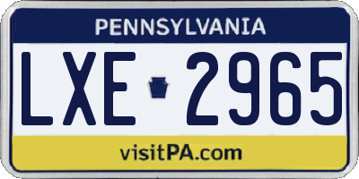 PA license plate LXE2965