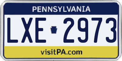 PA license plate LXE2973