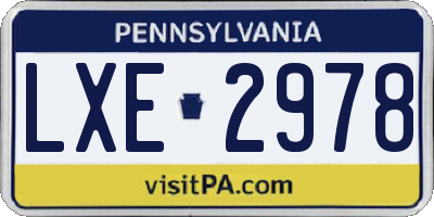 PA license plate LXE2978