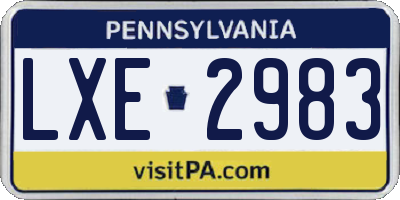 PA license plate LXE2983
