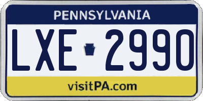 PA license plate LXE2990