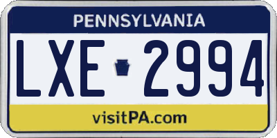 PA license plate LXE2994