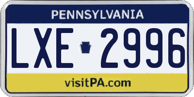 PA license plate LXE2996