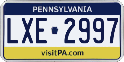 PA license plate LXE2997