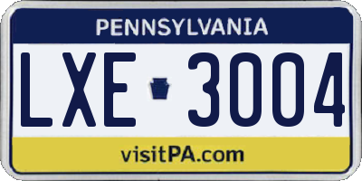 PA license plate LXE3004