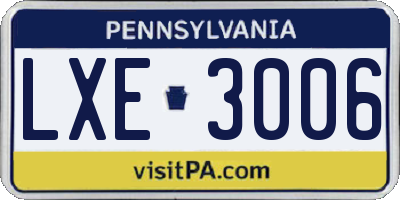PA license plate LXE3006