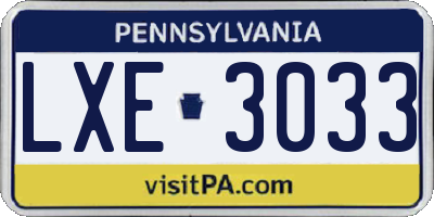 PA license plate LXE3033