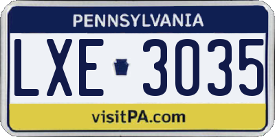 PA license plate LXE3035