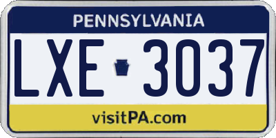 PA license plate LXE3037