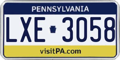 PA license plate LXE3058