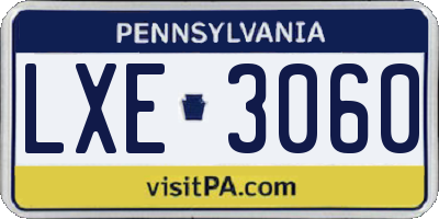 PA license plate LXE3060