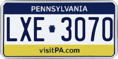 PA license plate LXE3070
