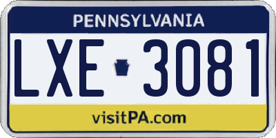 PA license plate LXE3081