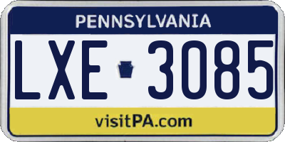 PA license plate LXE3085